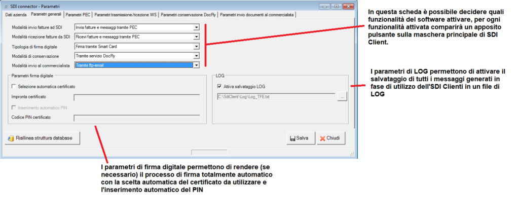 fattura elettronica - parametri - scheda parametri generali